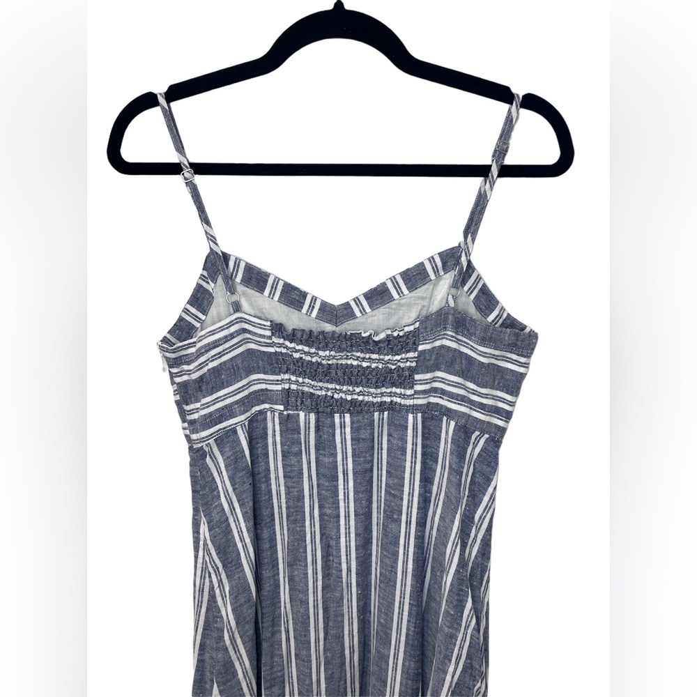 St. Tropez •Womens Linen Blue White Striped V-Neck Maxi Summer Dress Size 2 NWOT - Picture 4 of 8
